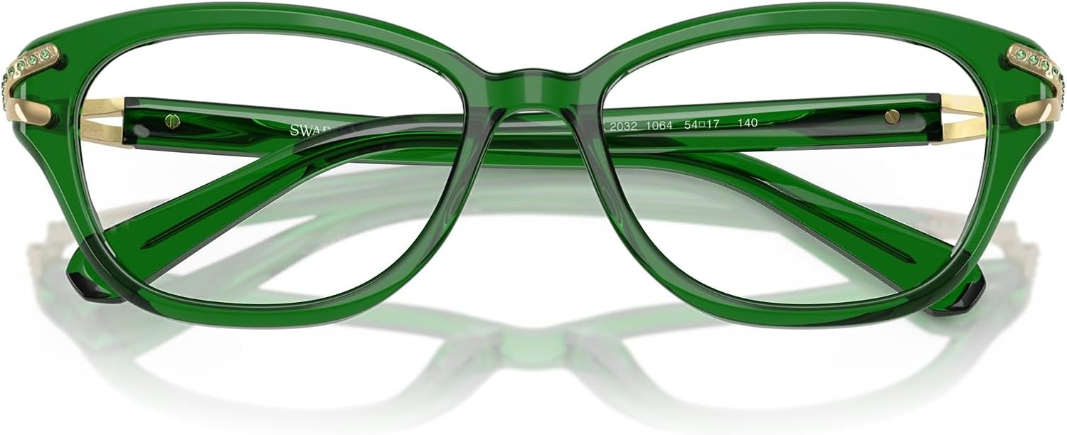 image:imageSwarovski womens Sk2032 Square Prescription Eyewear FramesTransparent GreenDemo Lens
