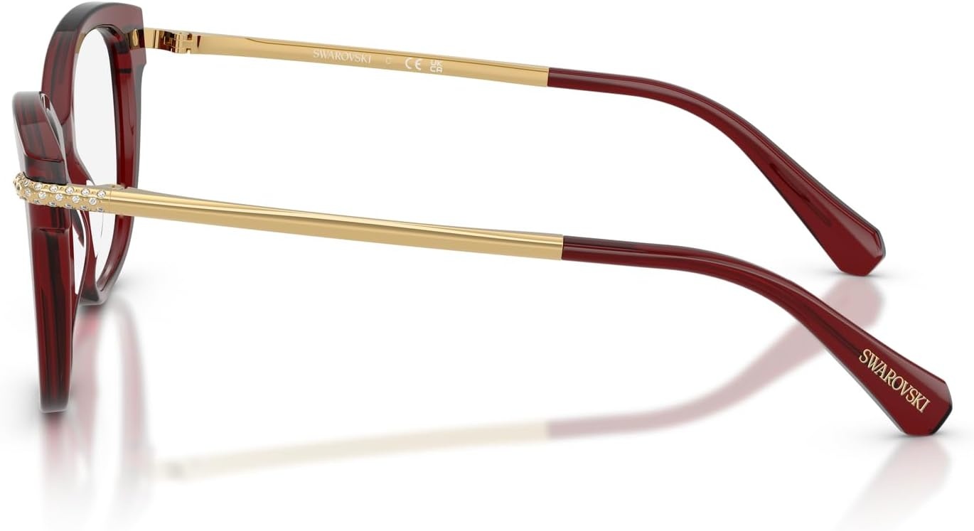 image:imageSwarovski womens Sk2044 Square Prescription Eyewear FramesTransparent BurgundyDemo Lens