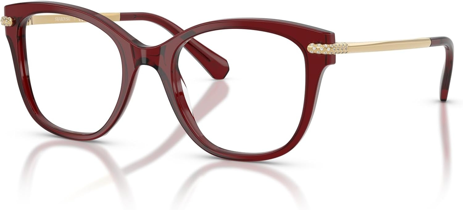 image:imageSwarovski womens Sk2044 Square Prescription Eyewear FramesTransparent BurgundyDemo Lens