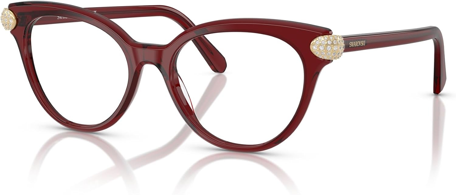 image:imageSwarovski womens Sk2046 Round Prescription Eyewear FramesTransparent BurgundyDemo Lens
