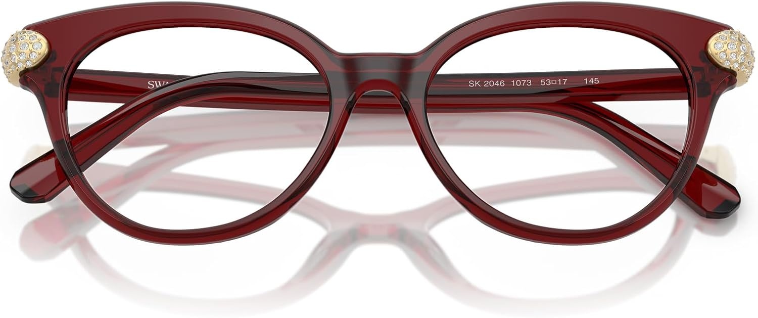 image:imageSwarovski womens Sk2046 Round Prescription Eyewear FramesTransparent BurgundyDemo Lens