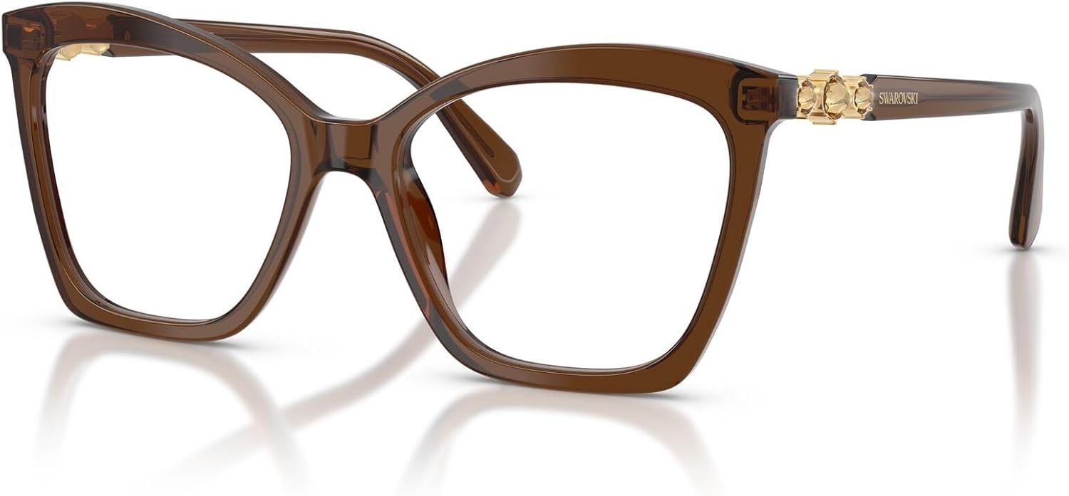 image:imageSwarovski womens Sk2053 Cat Eye Prescription Eyewear FramesTransparent BrownDemo Lens