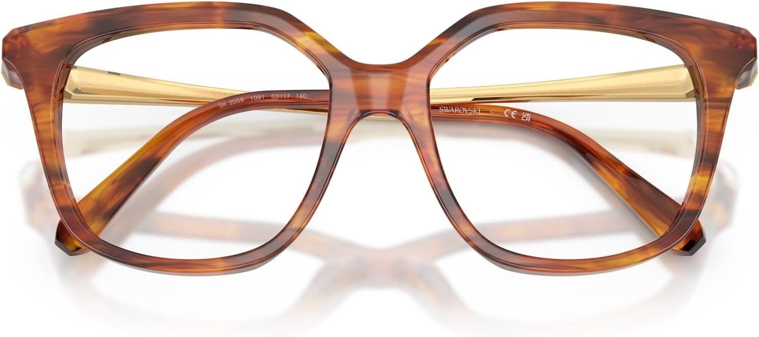 image:imageSwarovski womens Sk2059 Square Prescription Eyewear FramesStriped HavanaDemo Lens