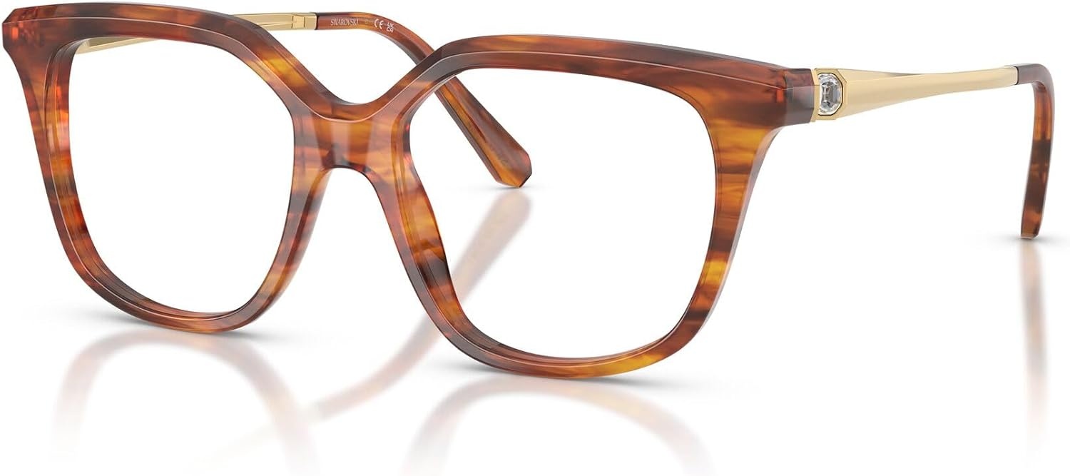 image:imageSwarovski womens Sk2059 Square Prescription Eyewear FramesStriped HavanaDemo Lens
