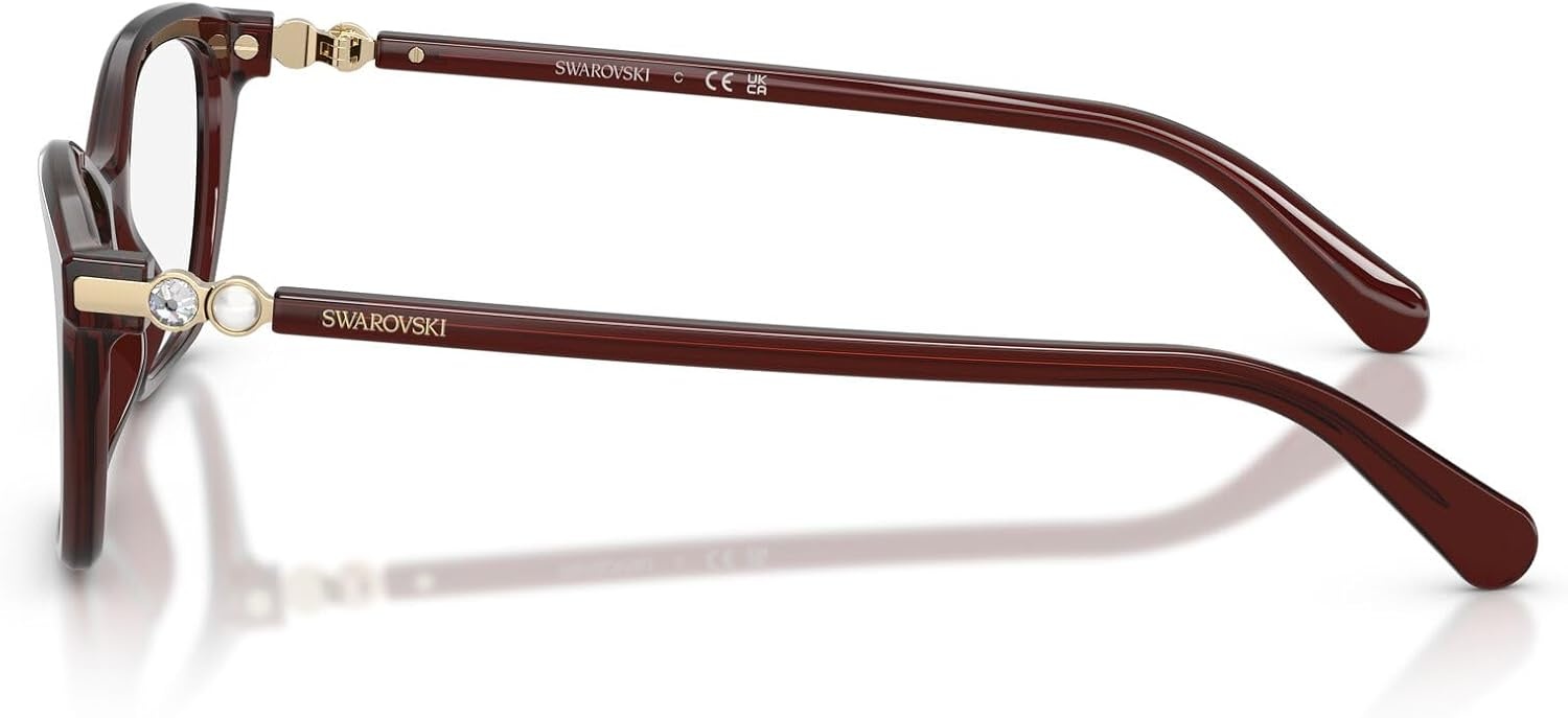 image:imageSwarovski womens Sk2065 Square Prescription Eyewear FramesTransparent BurgundyDemo Lens