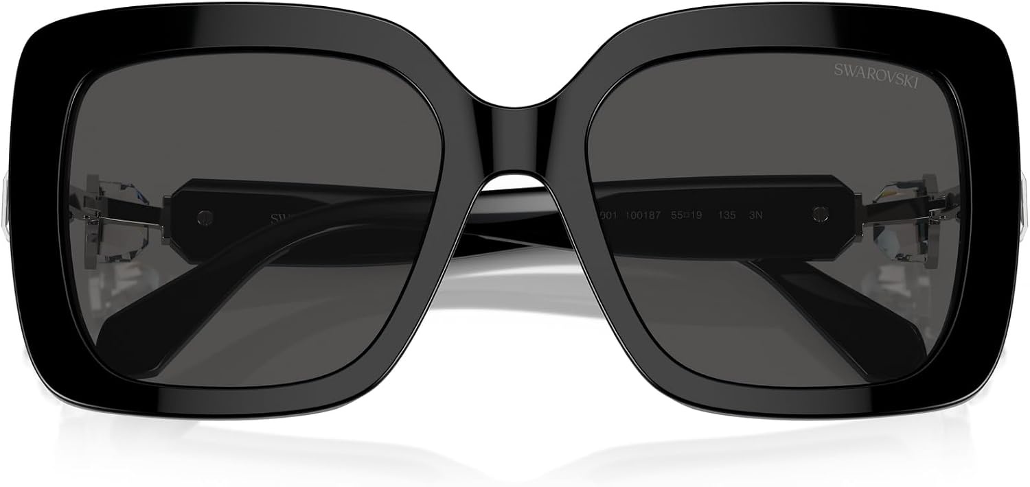 image:imageSwarovski womens Sk6001 Square SunglassesBlackDark Grey