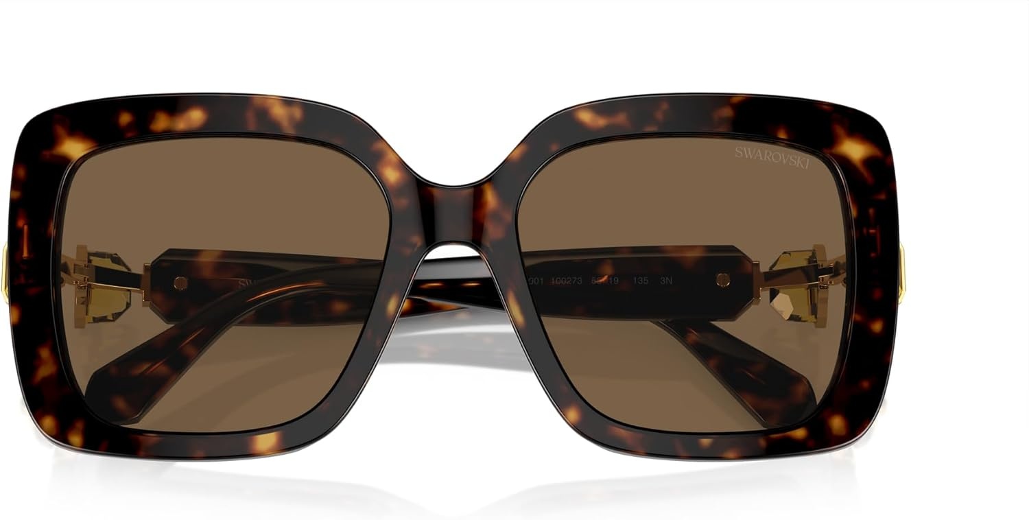 image:imageSwarovski womens Sk6001 Square SunglassesHavanaDark Brown