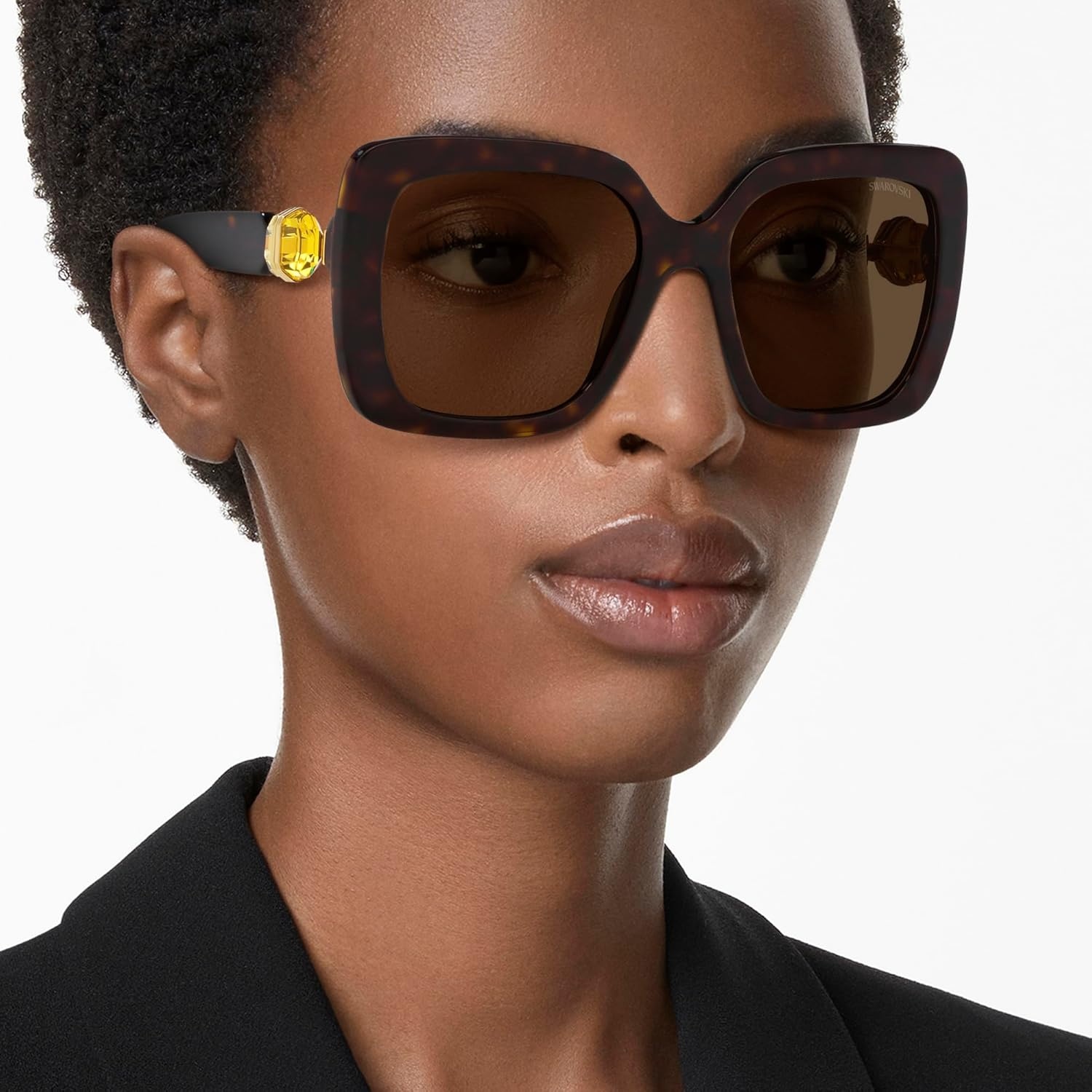 image:imageSwarovski womens Sk6001 Square SunglassesHavanaDark Brown
