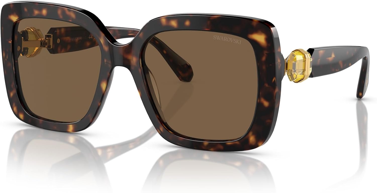 image:imageSwarovski womens Sk6001 Square SunglassesHavanaDark Brown