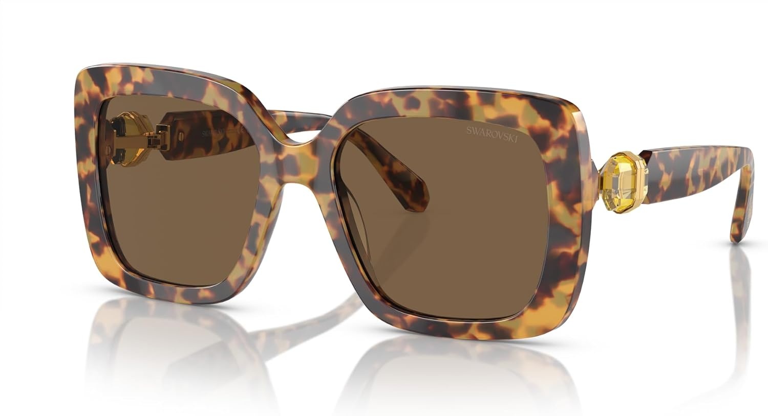 image:imageSwarovski womens Sk6001 Square SunglassesTransparent Dark GreenDark Grey
