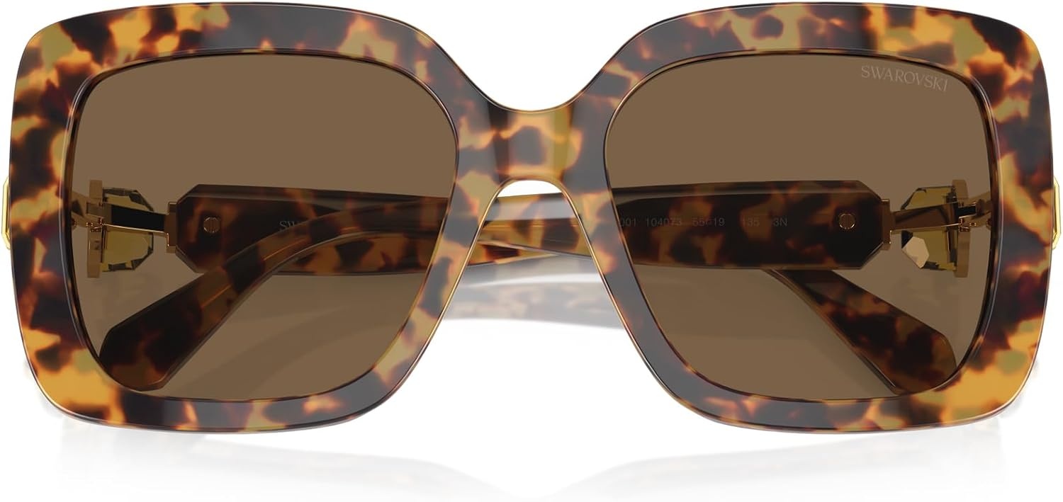 image:imageSwarovski womens Sk6001 Square SunglassesTransparent Dark GreenDark Grey