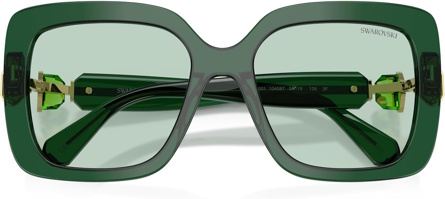 image:imageSwarovski womens Sk6001 Square SunglassesTransparent GreenTransition Green