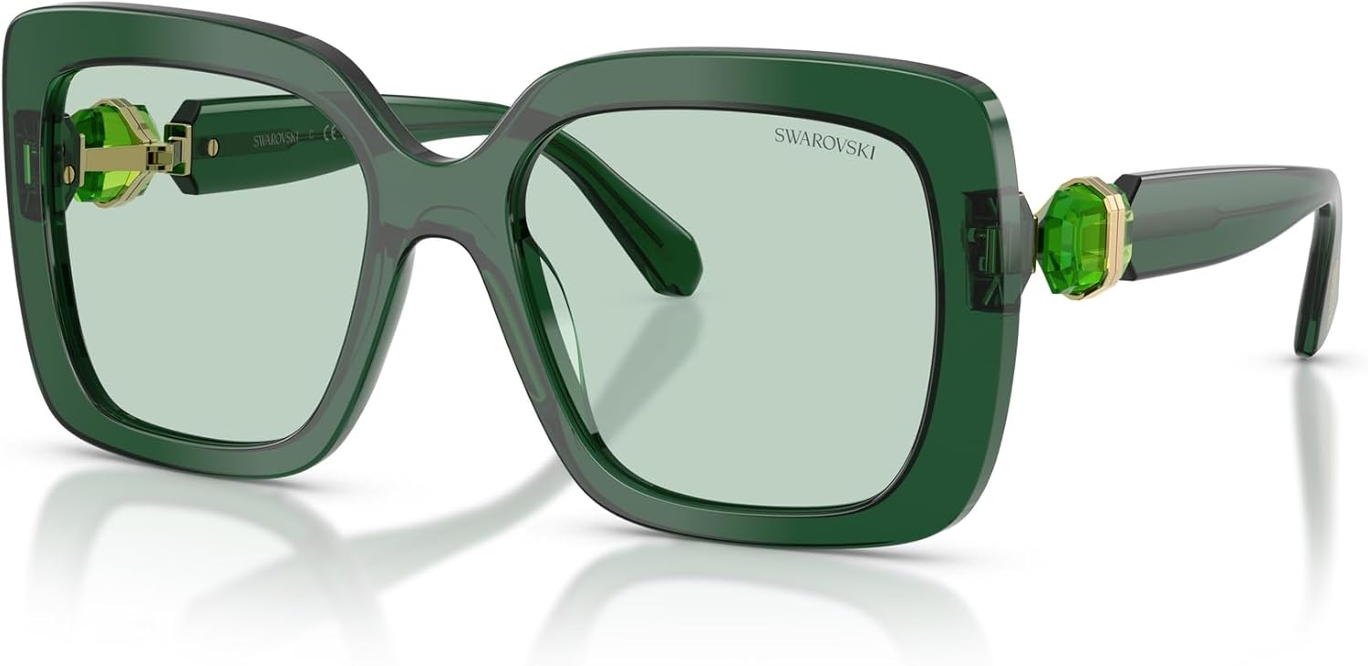 image:imageSwarovski womens Sk6001 Square SunglassesTransparent GreenTransition Green