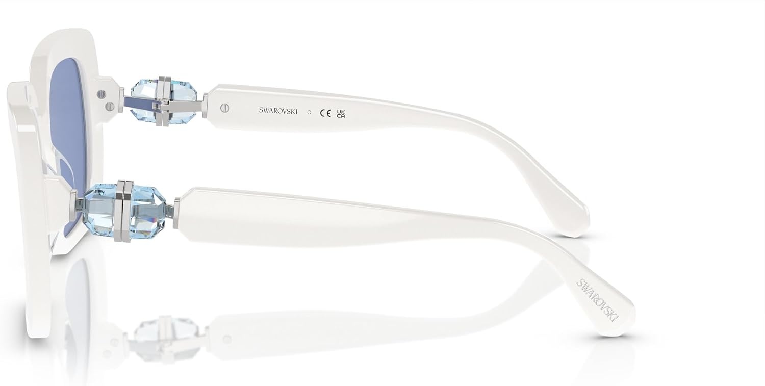 image:imageSwarovski womens Sk6001 Square SunglassesWhiteLight Blue Mirrored Silver
