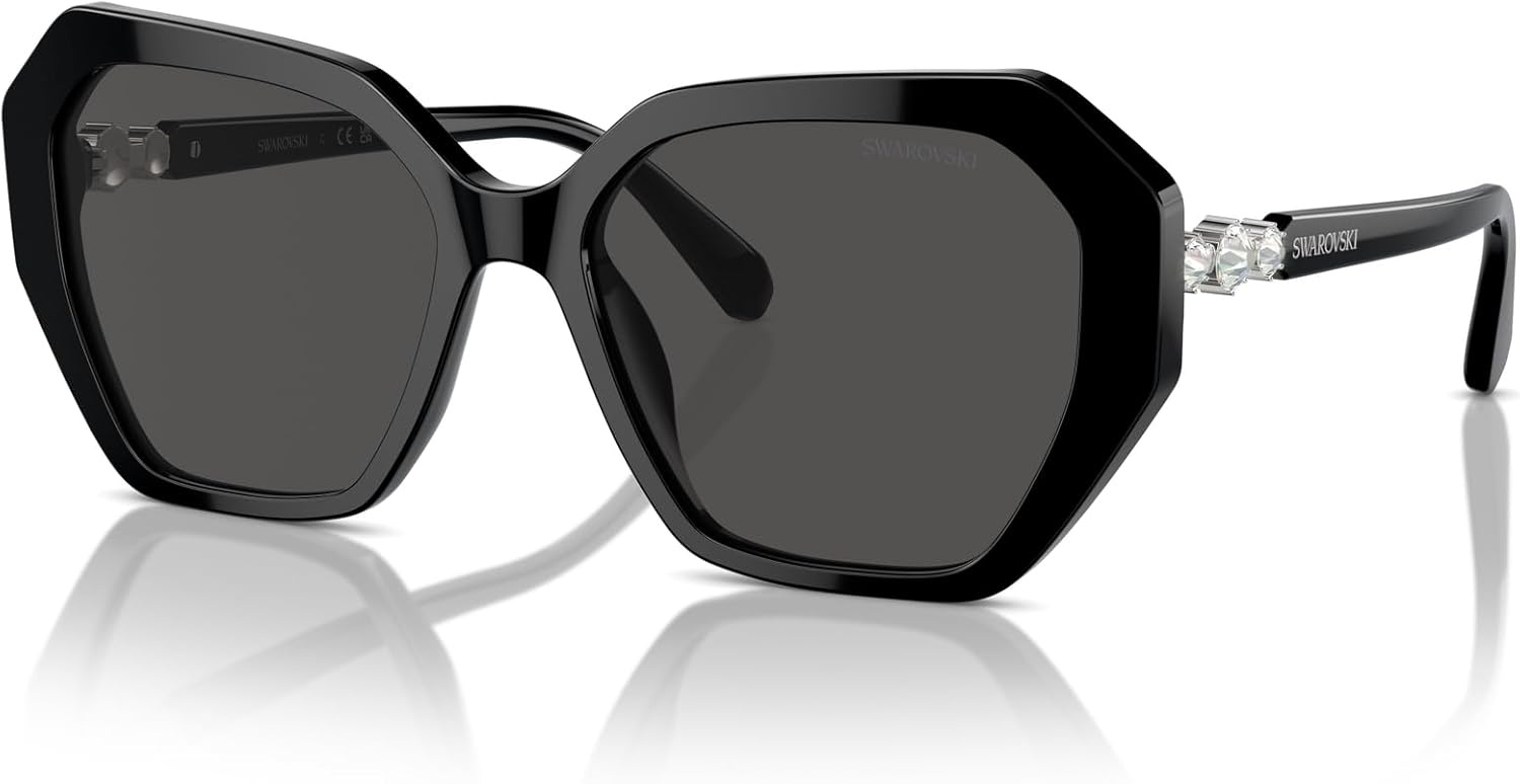 image:imageSwarovski womens Sk6017 Butterfly SunglassesBlackDark Grey