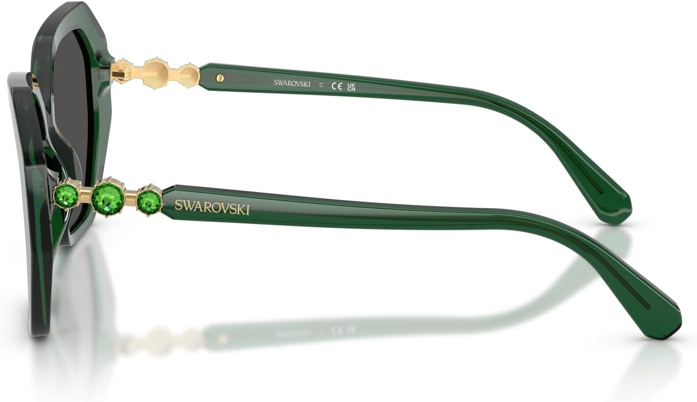 image:imageSwarovski womens Sk6017 Butterfly SunglassesTransparent GreenDark Grey