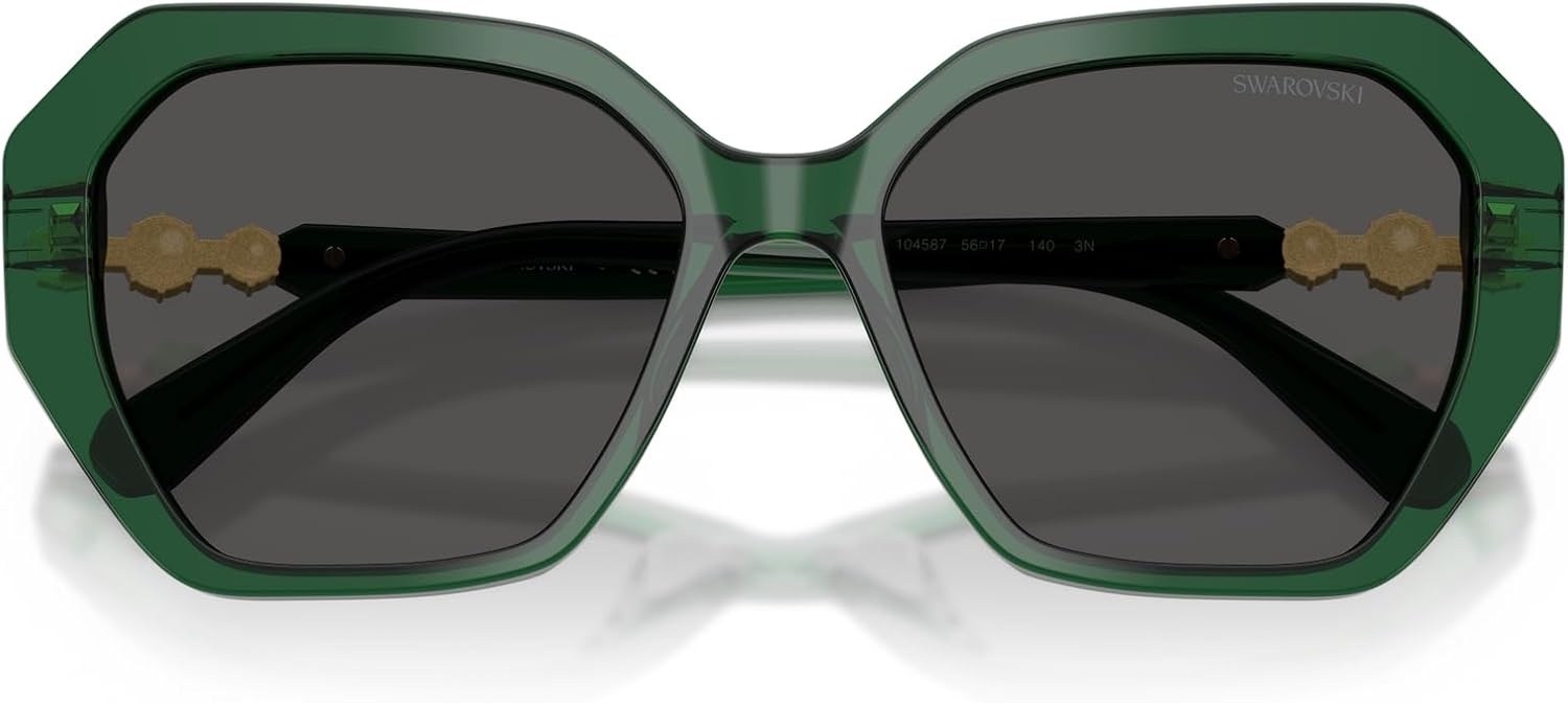 image:imageSwarovski womens Sk6017 Butterfly SunglassesTransparent GreenDark Grey