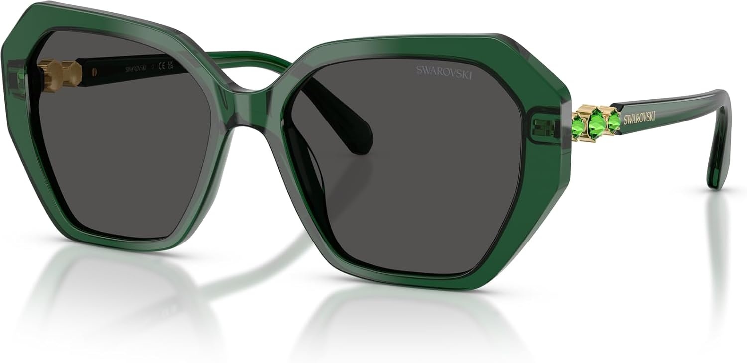 image:imageSwarovski womens Sk6017 Butterfly SunglassesTransparent GreenDark Grey