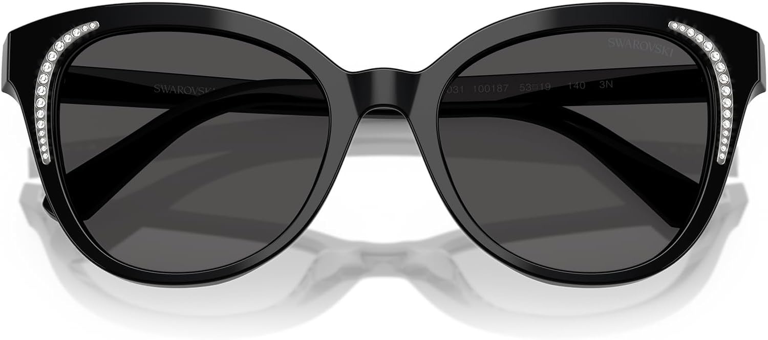 image:imageSwarovski womens Sk6031 Butterfly SunglassesBlackDark Grey