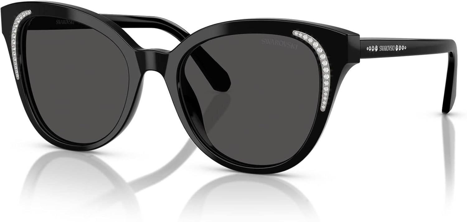 image:imageSwarovski womens Sk6031 Butterfly SunglassesBlackDark Grey
