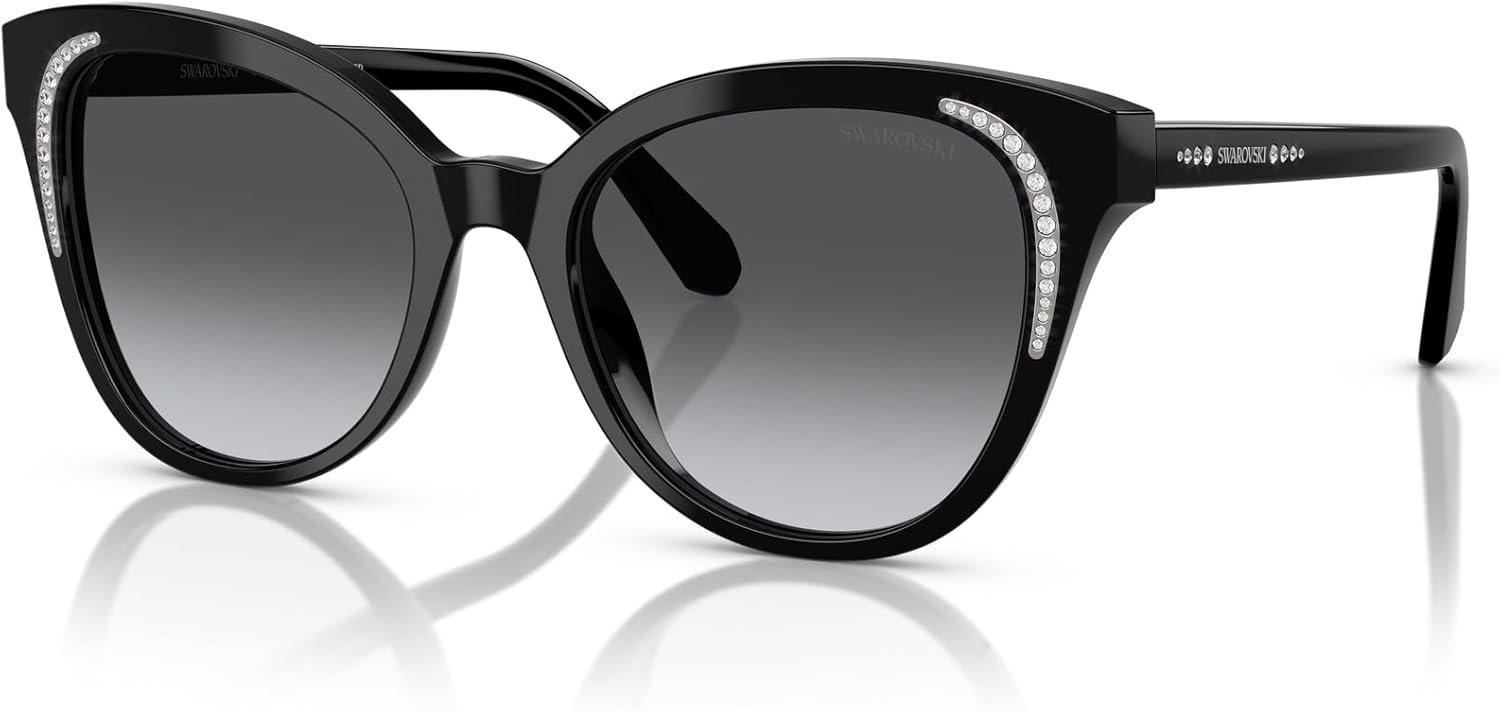 image:imageSwarovski womens Sk6031 Butterfly SunglassesBlackGradient Grey Polarized
