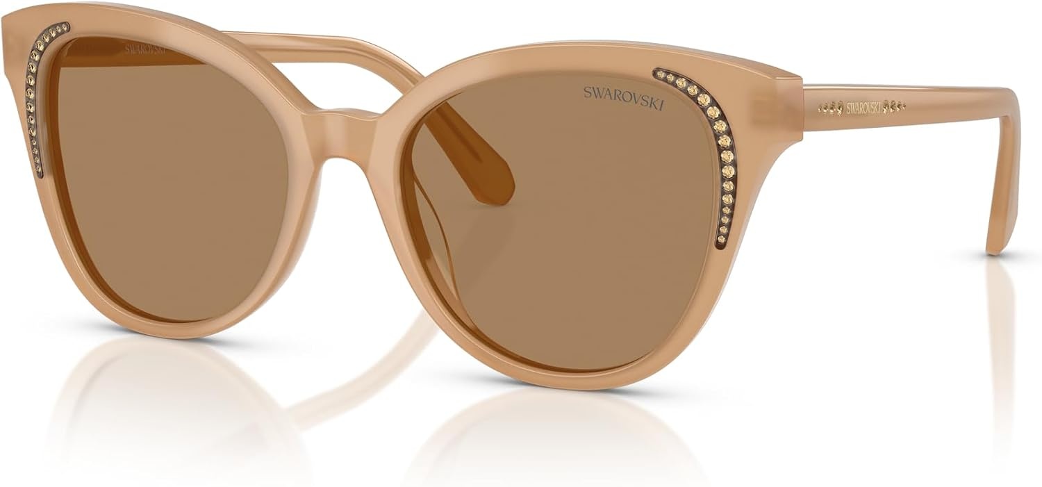 image:imageSwarovski womens Sk6031 Butterfly SunglassesMilky BeigeTransition Clear to Brown