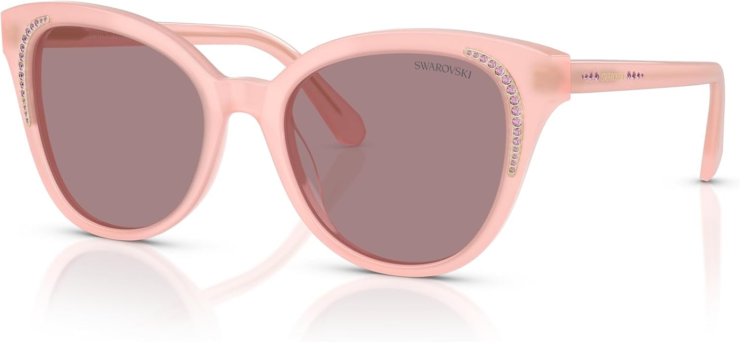 image:imageSwarovski womens Sk6031 Butterfly SunglassesMilky PinkLight Purple Brown