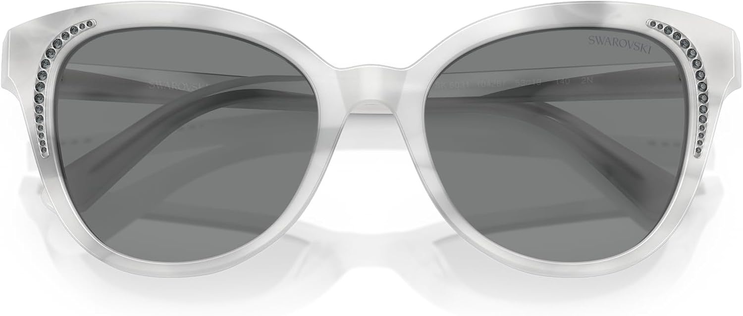 image:imageSwarovski womens Sk6031 Butterfly SunglassesStriped WhiteDark Grey