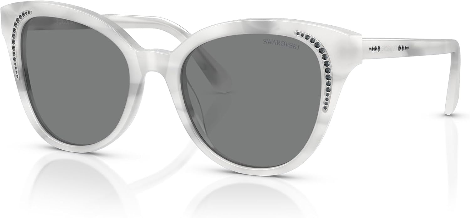 image:imageSwarovski womens Sk6031 Butterfly SunglassesStriped WhiteDark Grey