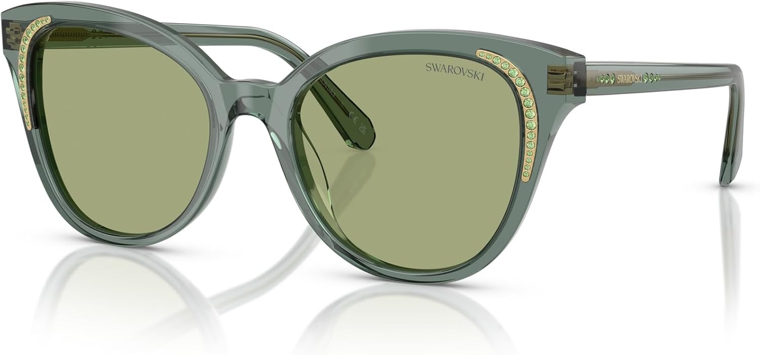 image:imageSwarovski womens Sk6031 Butterfly SunglassesTransparent GreenDark Green