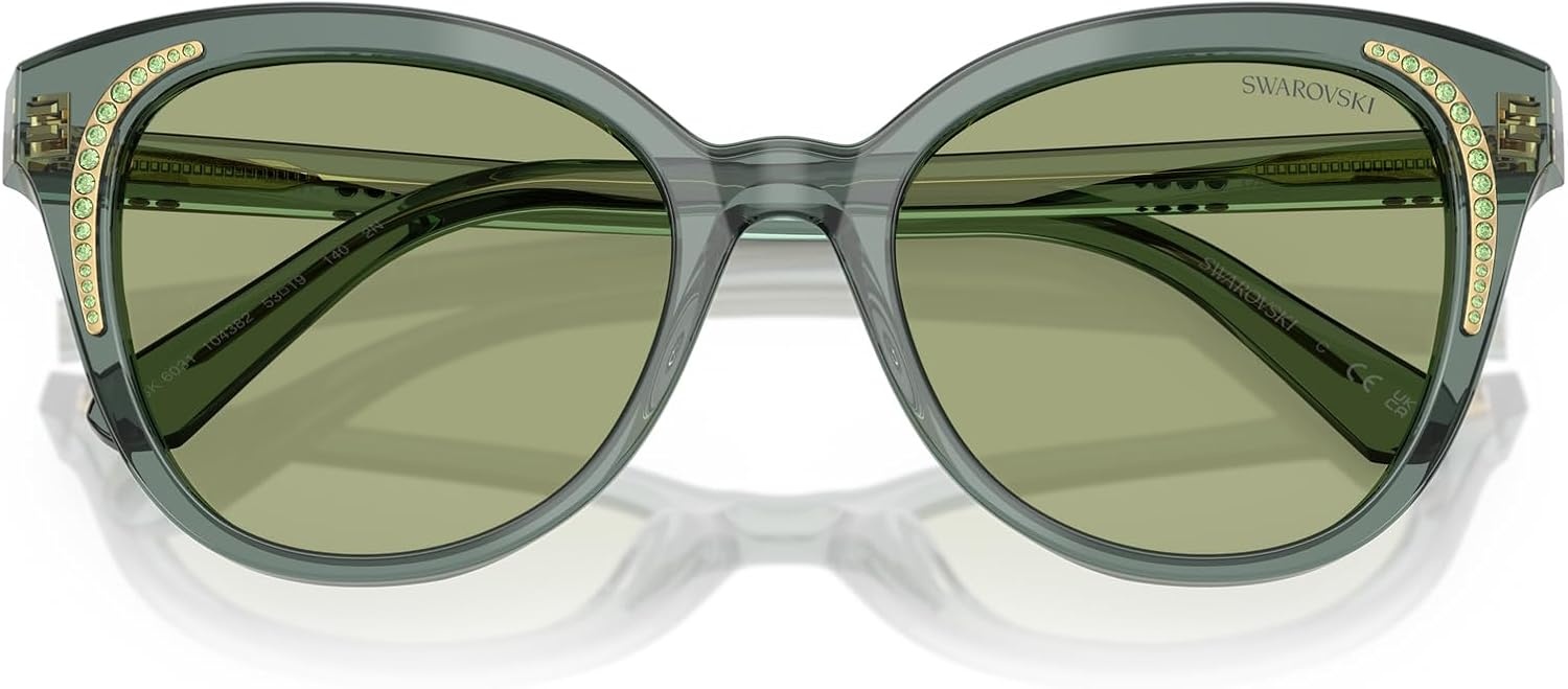 image:imageSwarovski womens Sk6031 Butterfly SunglassesTransparent GreenDark Green