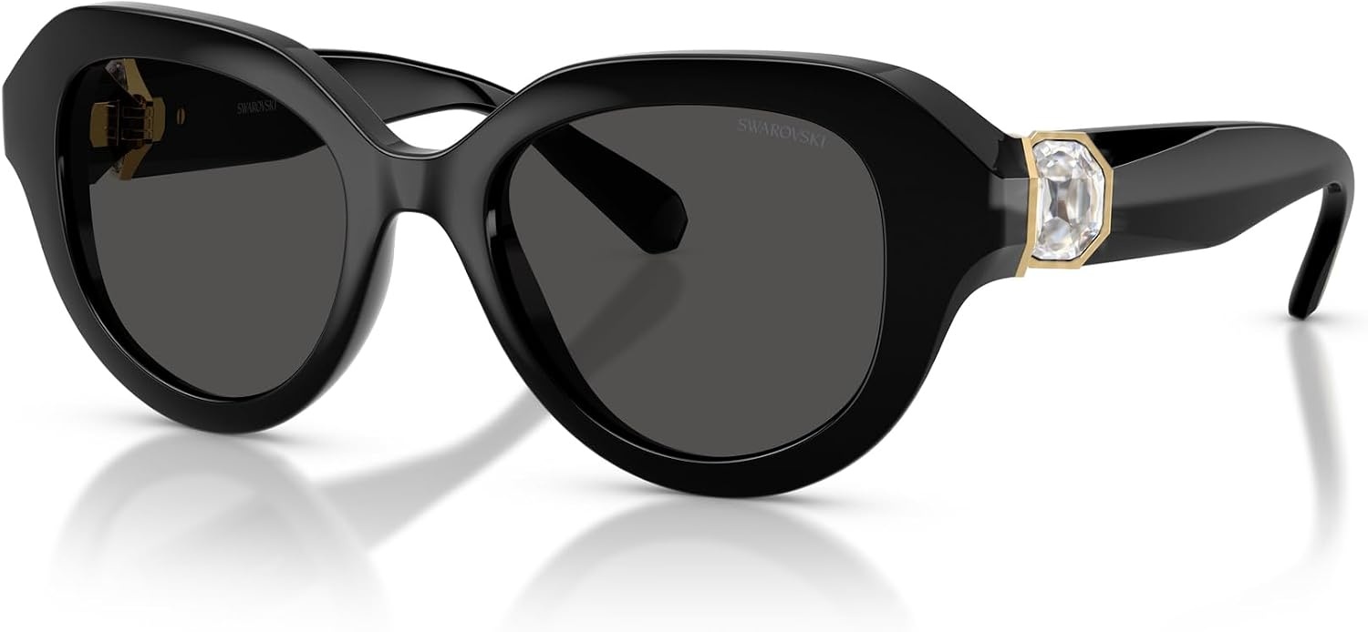 image:imageSwarovski womens Sk6037 Round SunglassesBlackDark Grey