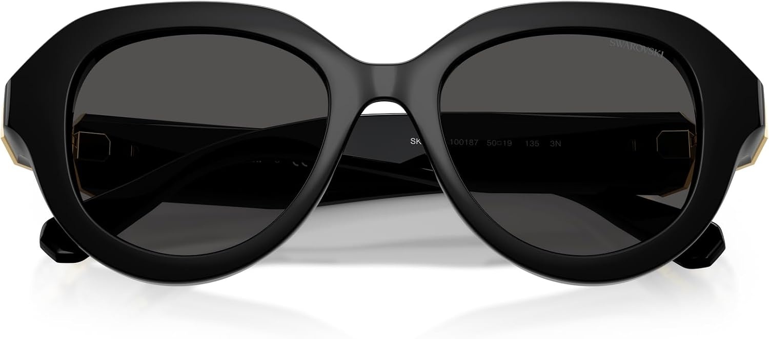 image:imageSwarovski womens Sk6037 Round SunglassesBlackDark Grey
