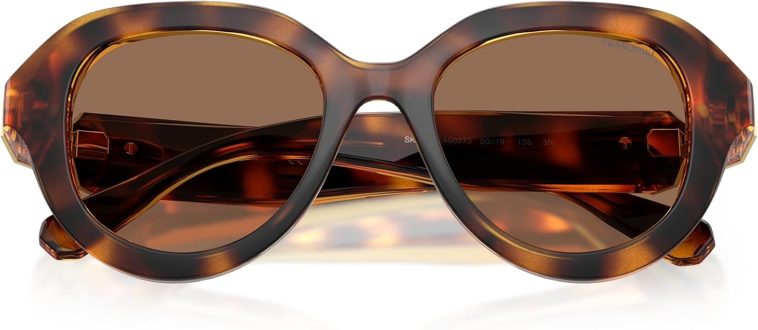 image:imageSwarovski womens Sk6037 Round SunglassesHavanaDark Brown