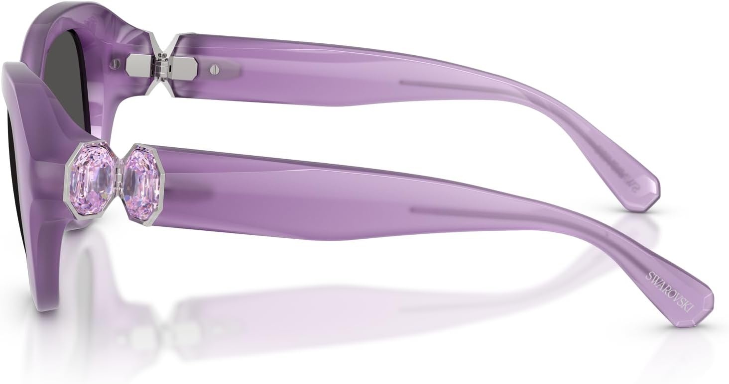 image:imageSwarovski womens Sk6037 Round SunglassesMilky LilacDark Grey