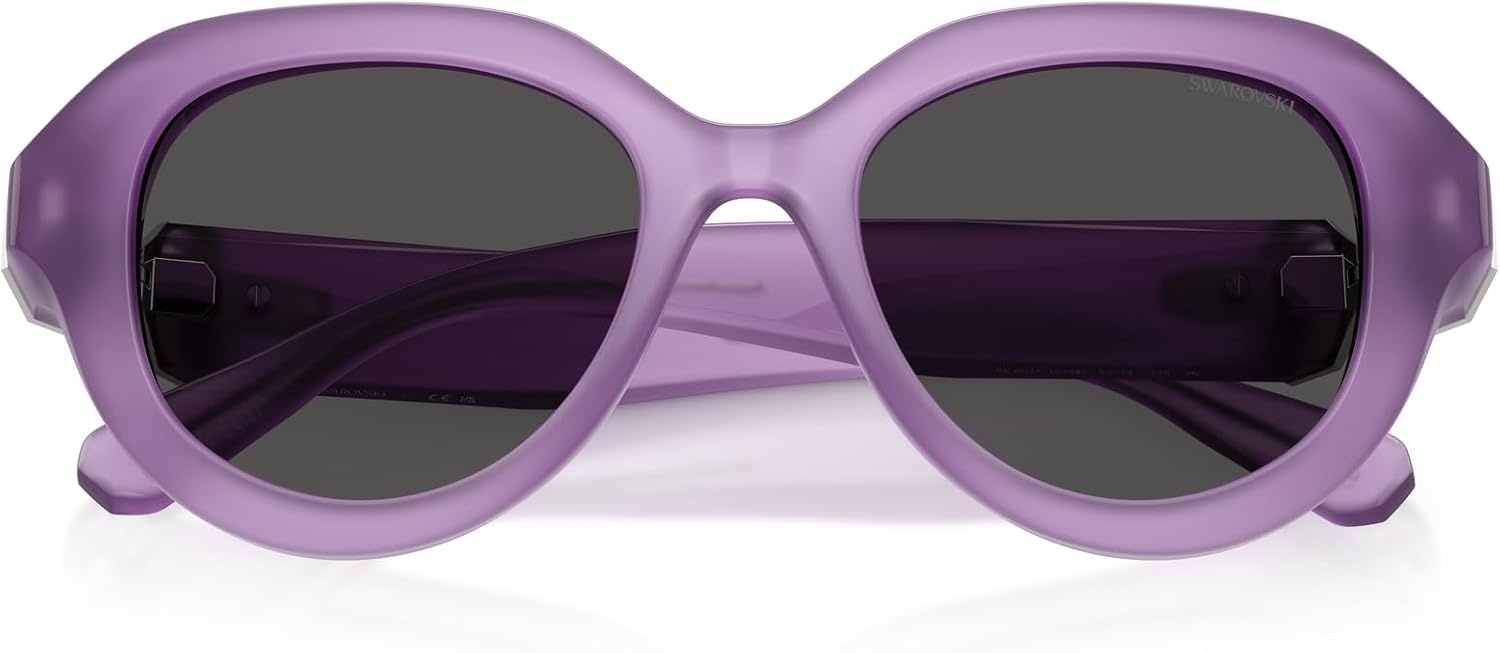 image:imageSwarovski womens Sk6037 Round SunglassesMilky LilacDark Grey