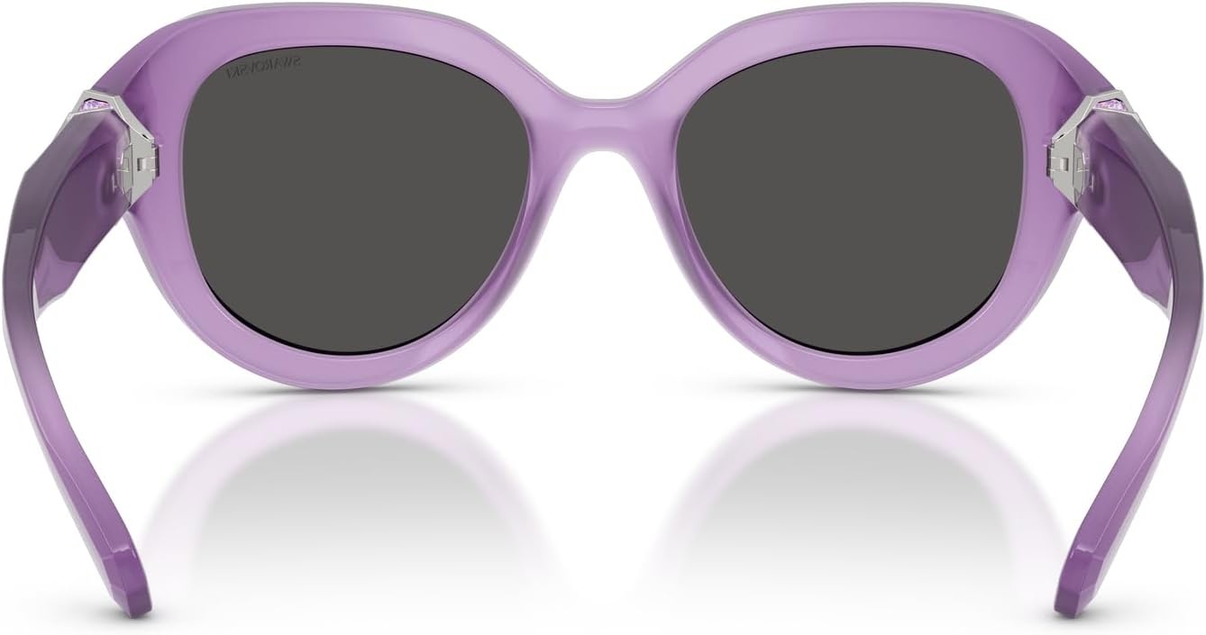 image:imageSwarovski womens Sk6037 Round SunglassesMilky LilacDark Grey