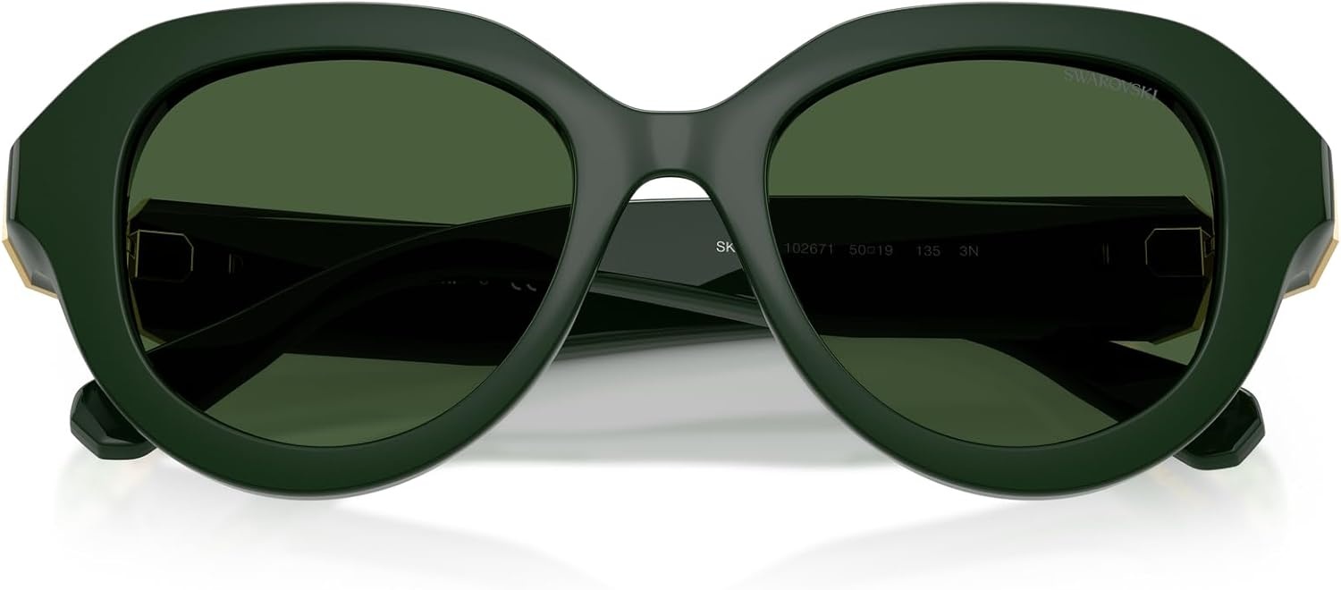 image:imageSwarovski womens Sk6037 Round SunglassesSolid GreenDark Green