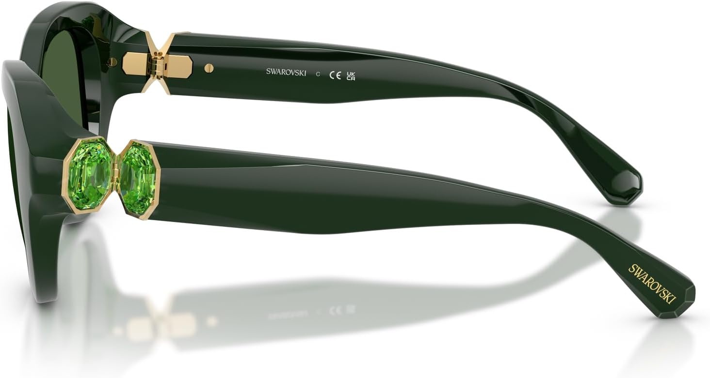 image:imageSwarovski womens Sk6037 Round SunglassesSolid GreenDark Green