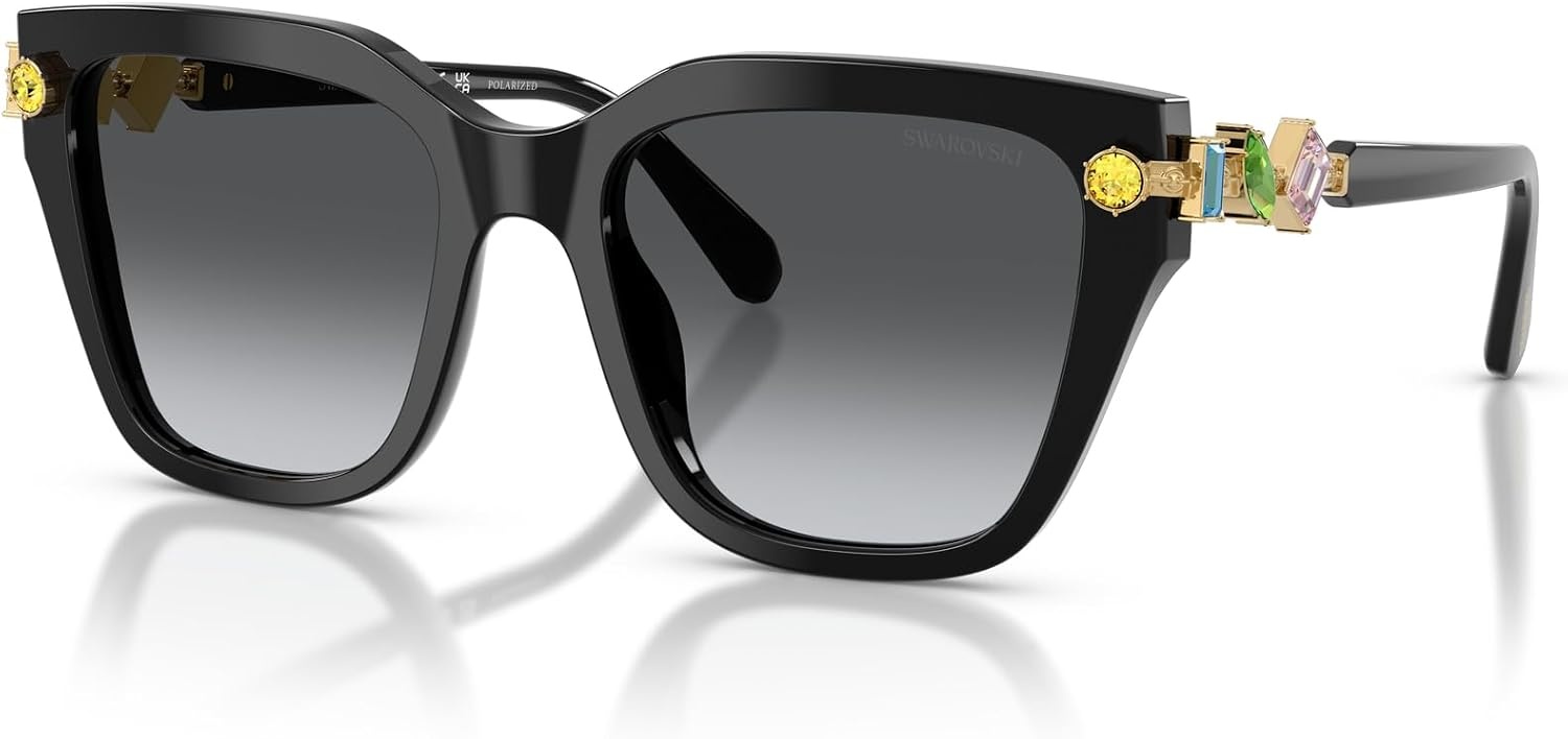 image:imageSwarovski womens Sk6041 Square SunglassesBlackPolarized Grey Gradient