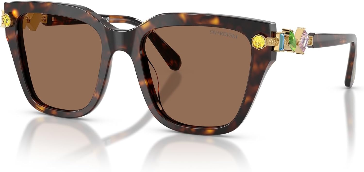 image:imageSwarovski womens Sk6041 Square SunglassesHavanaDark Brown