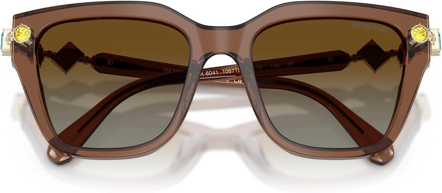 image:imageSwarovski womens Sk6041 Square SunglassesTransparent BrownGradient Brown Polarized