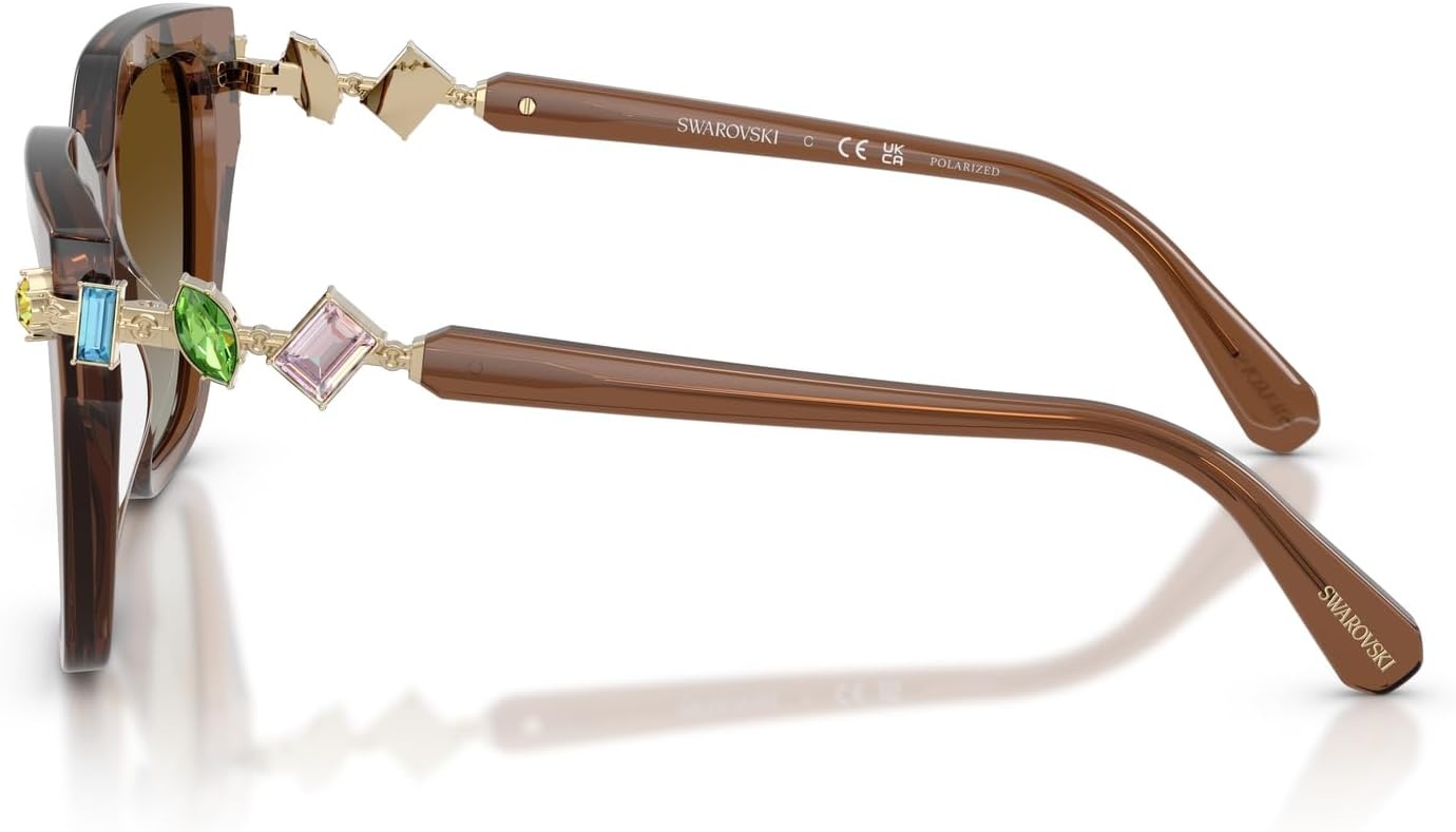 image:imageSwarovski womens Sk6041 Square SunglassesTransparent BrownGradient Brown Polarized