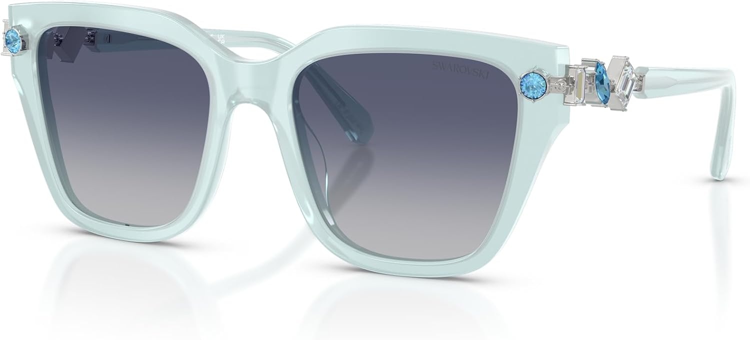 image:imageSwarovski womens Sk6041 Square SunglassesTransparent Light BlueGradient Blue