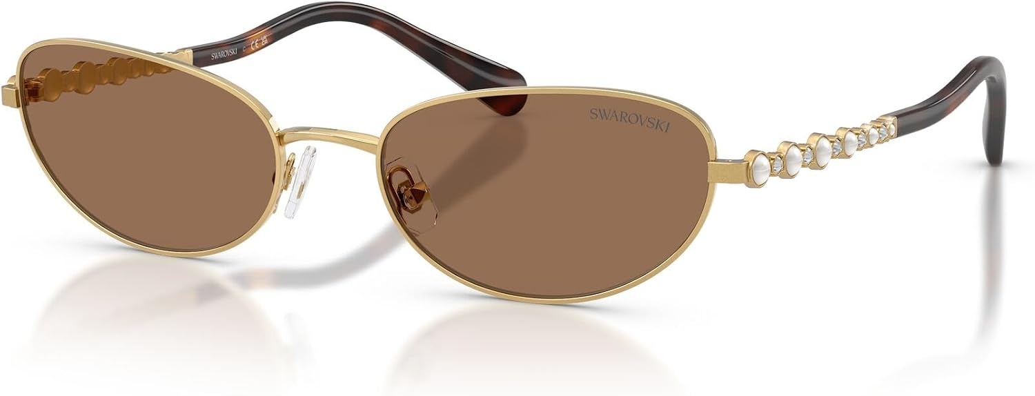 image:imageSwarovski womens Sk7044 Oval SunglassesGoldDark Brown