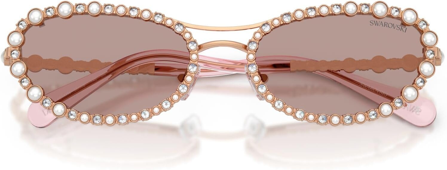 image:imageSwarovski womens Sk7044 Oval SunglassesRose GoldLight Purple Brown