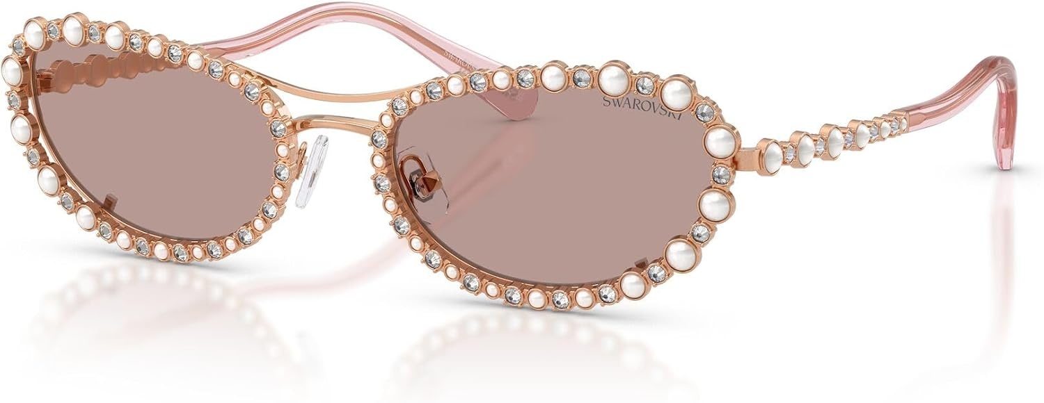 image:imageSwarovski womens Sk7044 Oval SunglassesRose GoldLight Purple Brown