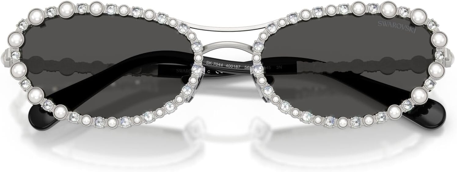 image:imageSwarovski womens Sk7044 Oval SunglassesSilverDark Grey