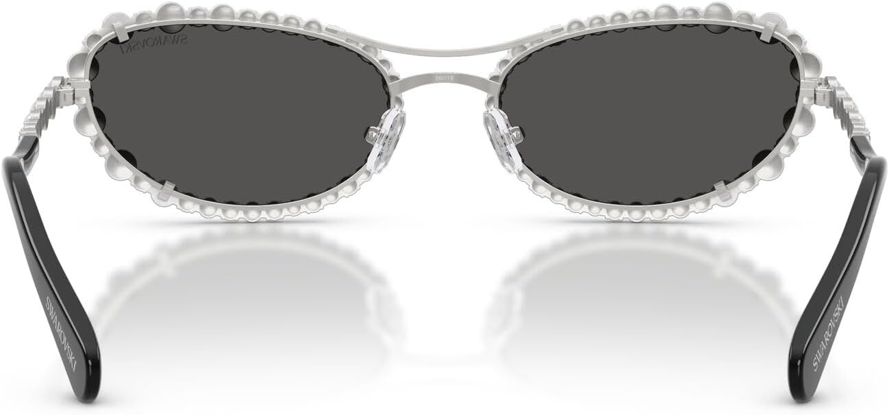 image:imageSwarovski womens Sk7044 Oval SunglassesSilverDark Grey
