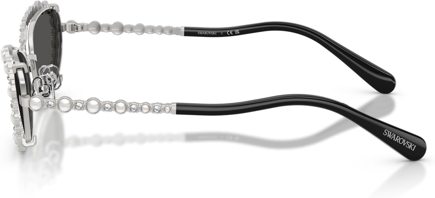 image:imageSwarovski womens Sk7044 Oval SunglassesSilverDark Grey